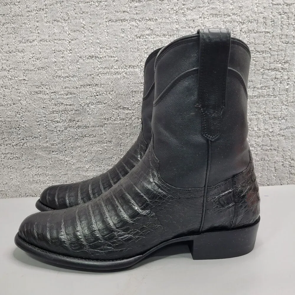 Tecovas The Dean Men's Size US 9.5D Carbon Caiman Zip Ankle Boots.
